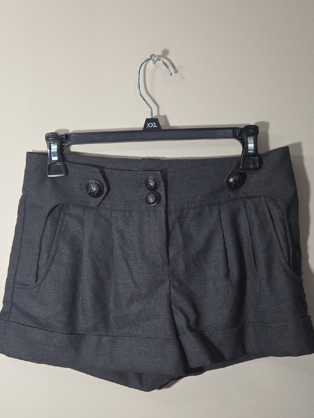 Armani Exchange Charcoal Gray High-Waist Tailored Shorts